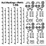 Hull Waterline Markings Metric White 1:96 Scale