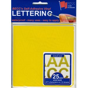 2mm Yellow Letters & Numbers
